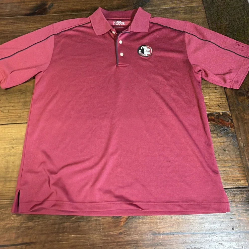 PGA Tour Florida State Seminoles Polo Mens Large Garnet FSU Golf Shirt NCAA